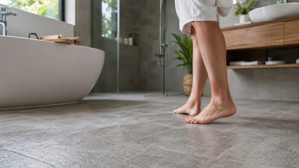 textured non-slip porcelain tile flooring
