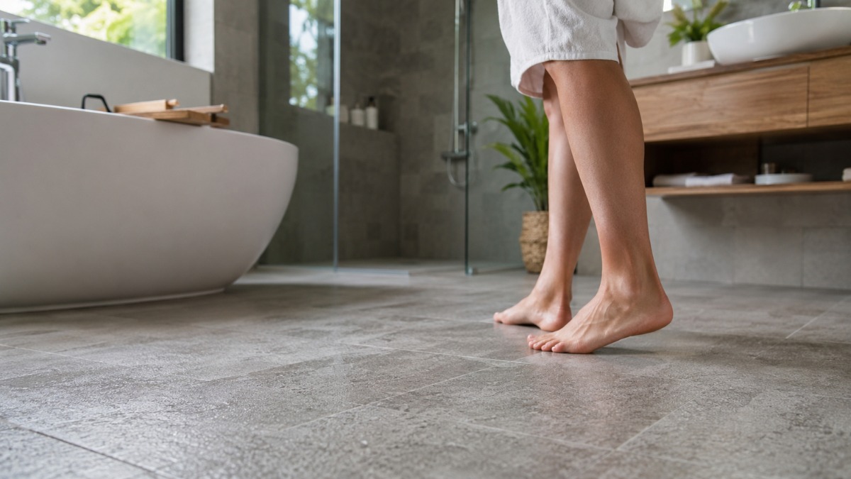 textured non-slip porcelain tile flooring