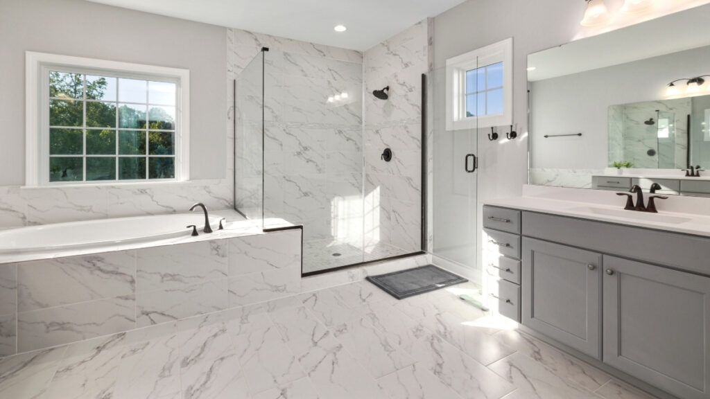 modern master bathroom